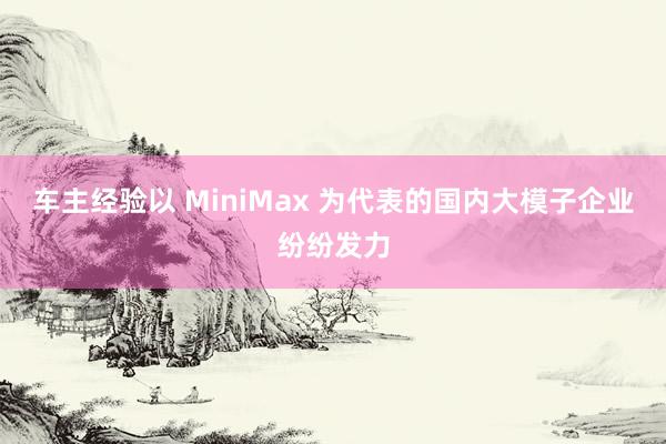 车主经验以 MiniMax 为代表的国内大模子企业纷纷发力