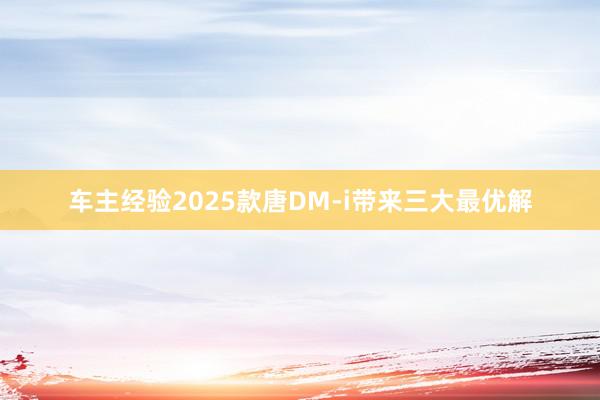 车主经验2025款唐DM-i带来三大最优解