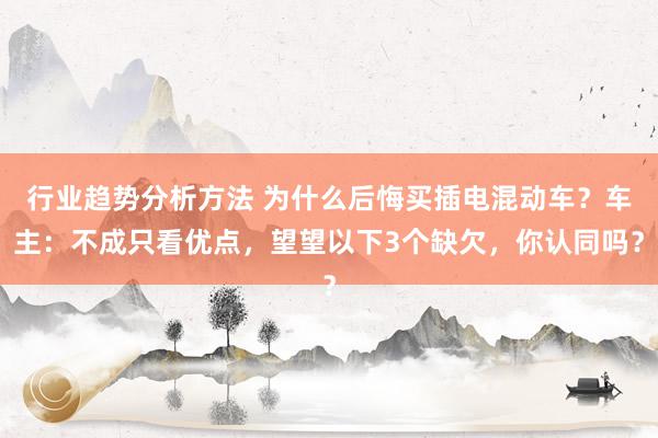 行业趋势分析方法 为什么后悔买插电混动车？车主：不成只看优点，望望以下3个缺欠，你认同吗？