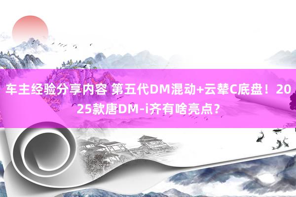 车主经验分享内容 第五代DM混动+云辇C底盘！2025款唐DM-i齐有啥亮点？