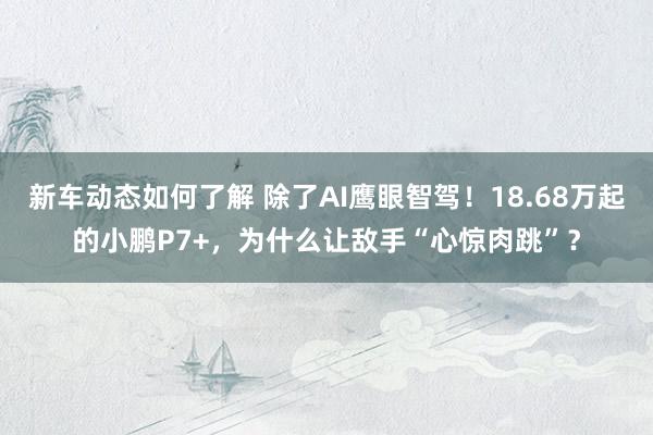 新车动态如何了解 除了AI鹰眼智驾！18.68万起的小鹏P7+，为什么让敌手“心惊肉跳”？