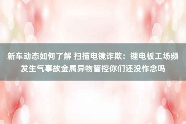 新车动态如何了解 扫描电镜诈欺：锂电板工场频发生气事故金属异物管控你们还没作念吗