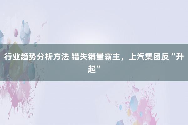 行业趋势分析方法 错失销量霸主，上汽集团反“升起”