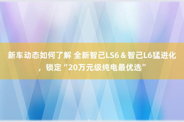 新车动态如何了解 全新智己LS6＆智己L6猛进化，锁定“20万元级纯电最优选”