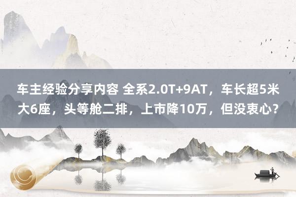 车主经验分享内容 全系2.0T+9AT，车长超5米大6座，头等舱二排，上市降10万，但没衷心？