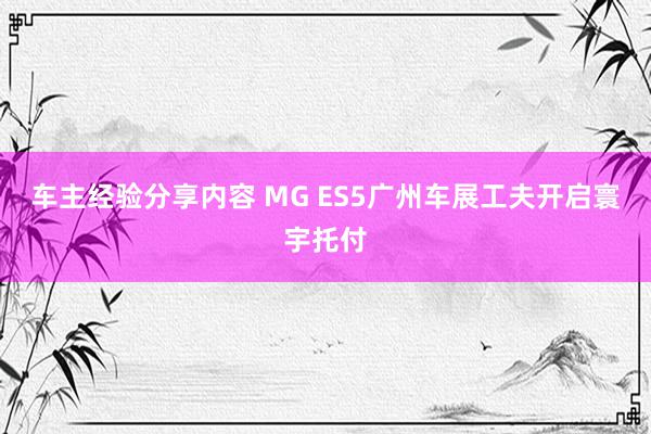 车主经验分享内容 MG ES5广州车展工夫开启寰宇托付