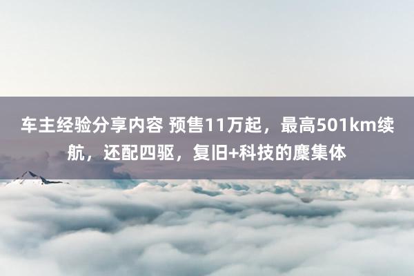 车主经验分享内容 预售11万起，最高501km续航，还配四驱，复旧+科技的麇集体