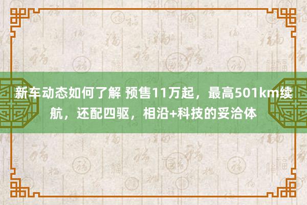 新车动态如何了解 预售11万起，最高501km续航，还配四驱，相沿+科技的妥洽体