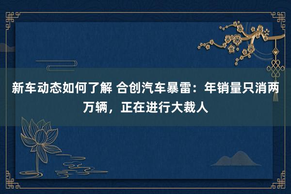 新车动态如何了解 合创汽车暴雷：年销量只消两万辆，正在进行大裁人