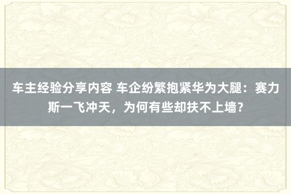 车主经验分享内容 车企纷繁抱紧华为大腿：赛力斯一飞冲天，为何有些却扶不上墙？