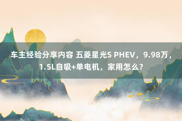 车主经验分享内容 五菱星光S PHEV，9.98万，1.5L自吸+单电机，家用怎么？