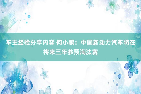 车主经验分享内容 何小鹏：中国新动力汽车将在将来三年参预淘汰赛