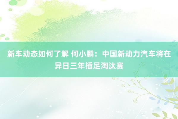 新车动态如何了解 何小鹏：中国新动力汽车将在异日三年插足淘汰赛