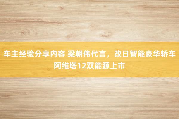 车主经验分享内容 梁朝伟代言，改日智能豪华轿车阿维塔12双能源上市