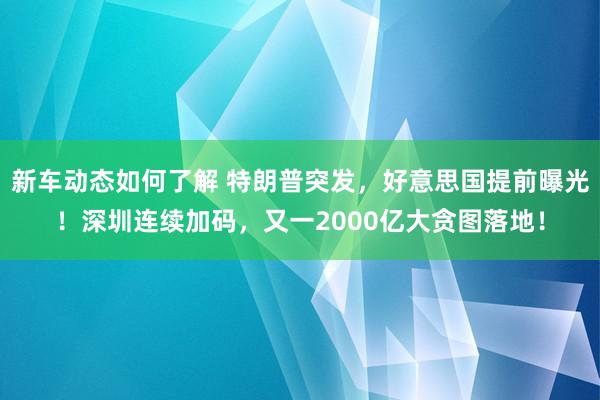 新车动态如何了解 特朗普突发，好意思国提前曝光！深圳连续加码，又一2000亿大贪图落地！