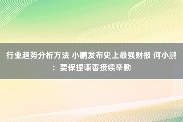 行业趋势分析方法 小鹏发布史上最强财报 何小鹏：要保捏谦善接续辛勤