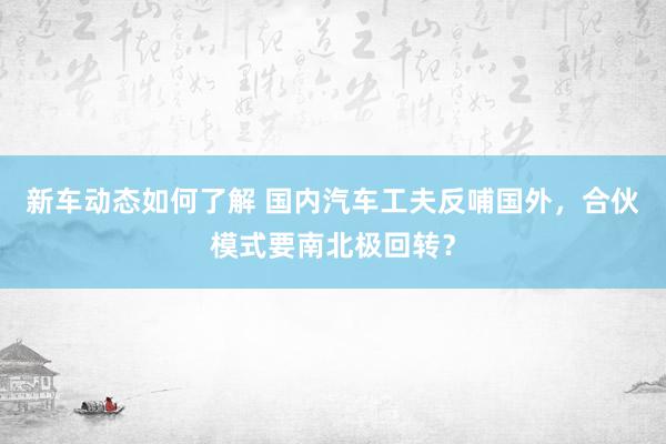 新车动态如何了解 国内汽车工夫反哺国外，合伙模式要南北极回转？