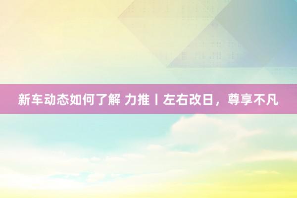 新车动态如何了解 力推丨左右改日，尊享不凡