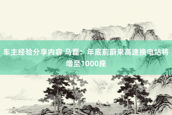 车主经验分享内容 马磊：年底前蔚来高速换电站将增至1000座