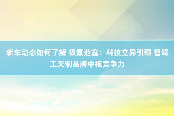 新车动态如何了解 极氪范鑫：科技立异引颈 智驾工夫制品牌中枢竞争力