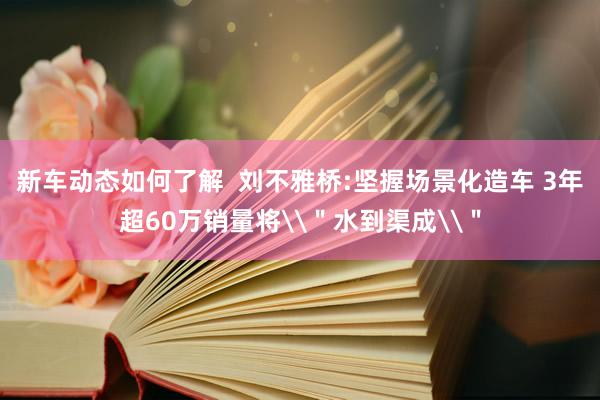 新车动态如何了解  刘不雅桥:坚握场景化造车 3年超60万销量将\＂水到渠成\＂