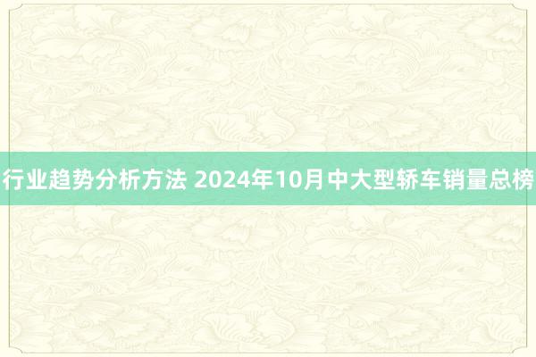 行业趋势分析方法 2024年10月中大型轿车销量总榜