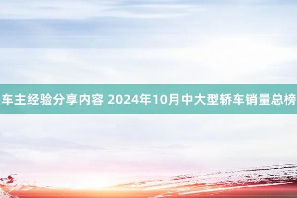 车主经验分享内容 2024年10月中大型轿车销量总榜