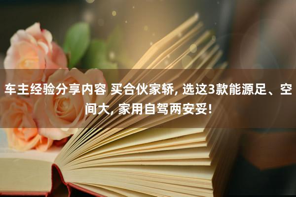 车主经验分享内容 买合伙家轿, 选这3款能源足、空间大, 家用自驾两安妥!