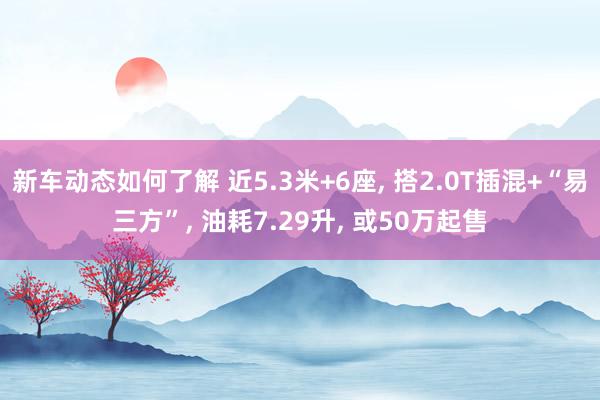 新车动态如何了解 近5.3米+6座, 搭2.0T插混+“易三方”, 油耗7.29升, 或50万起售