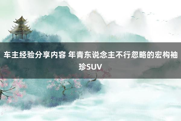 车主经验分享内容 年青东说念主不行忽略的宏构袖珍SUV