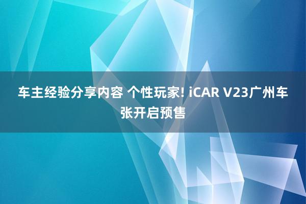 车主经验分享内容 个性玩家! iCAR V23广州车张开启预售