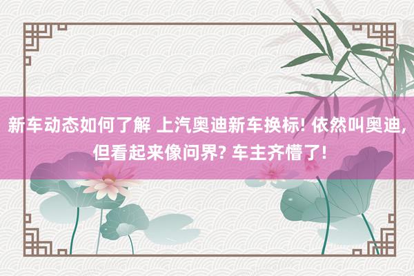 新车动态如何了解 上汽奥迪新车换标! 依然叫奥迪, 但看起来像问界? 车主齐懵了!