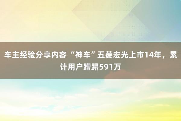 车主经验分享内容 “神车”五菱宏光上市14年，累计用户蹧蹋591万