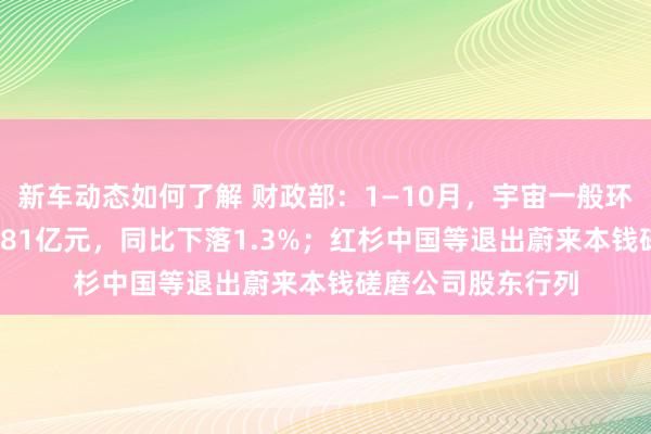 新车动态如何了解 财政部：1—10月，宇宙一般环球预算收入184981亿元，同比下落1.3%；红杉中国等退出蔚来本钱磋磨公司股东行列