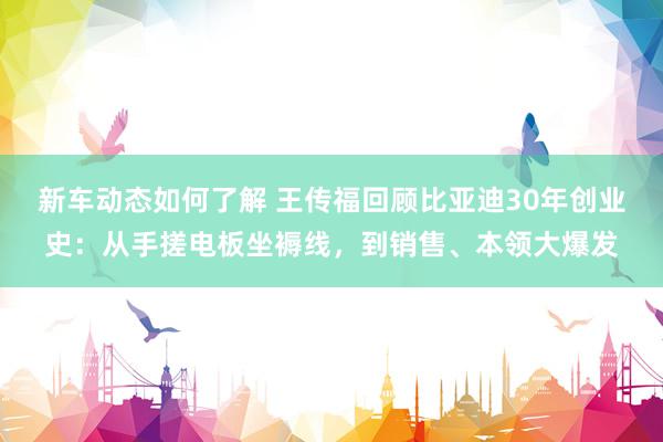 新车动态如何了解 王传福回顾比亚迪30年创业史：从手搓电板坐褥线，到销售、本领大爆发