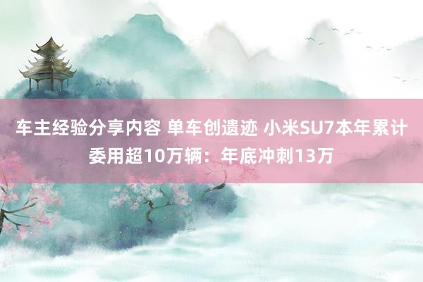 车主经验分享内容 单车创遗迹 小米SU7本年累计委用超10万辆：年底冲刺13万