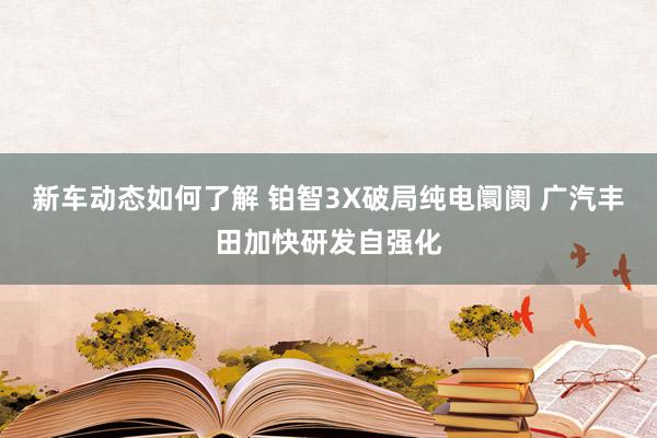 新车动态如何了解 铂智3X破局纯电阛阓 广汽丰田加快研发自强化