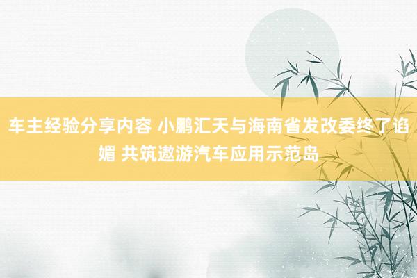 车主经验分享内容 小鹏汇天与海南省发改委终了谄媚 共筑遨游汽车应用示范岛